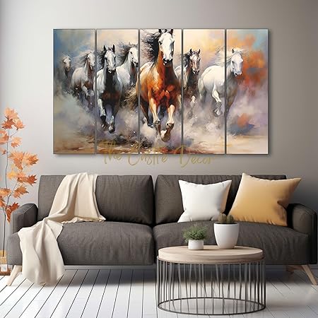 wall art of horse with sofa set in a room