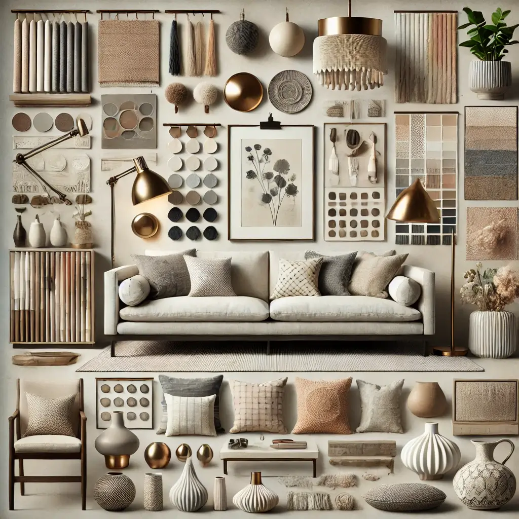 mood board showing various design elements