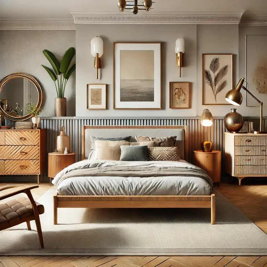 bedroom with a combination of complementary furniture