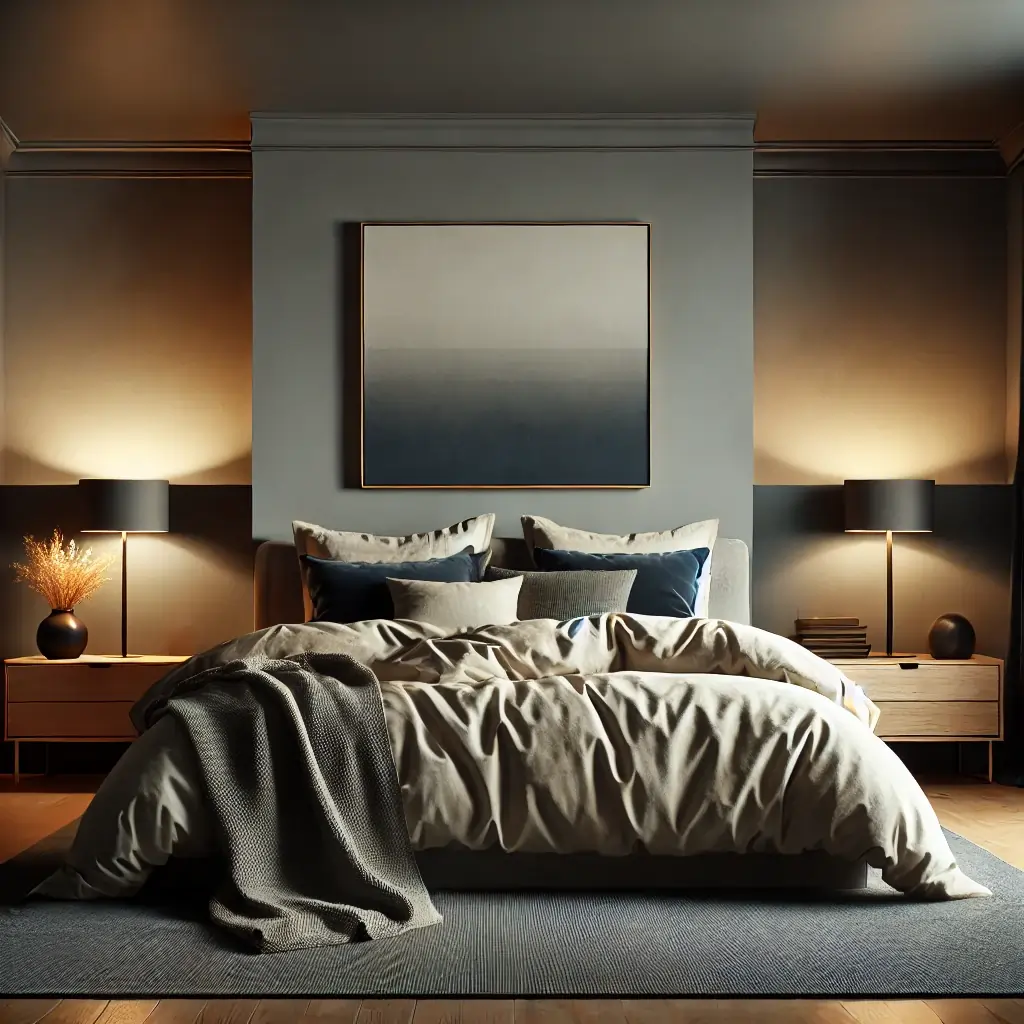 bedroom with neutral tones or muted dark colors